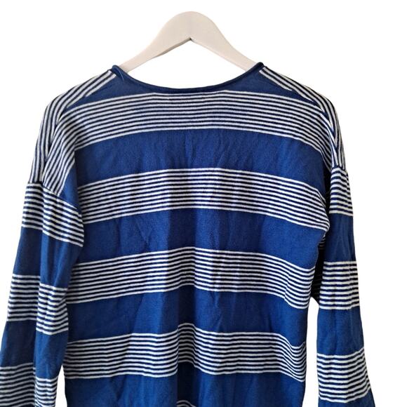 Madewell Blue & White V-neck L/S  Stripe Sweater - Picture 5 of 12